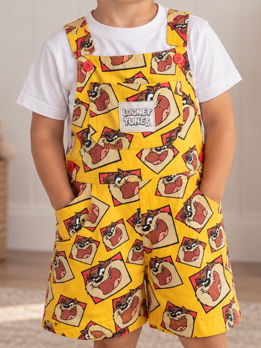 RARE Vintage Looney Tunes Taz Tasmanian Devil Made USA Shortalls Overalls 4T